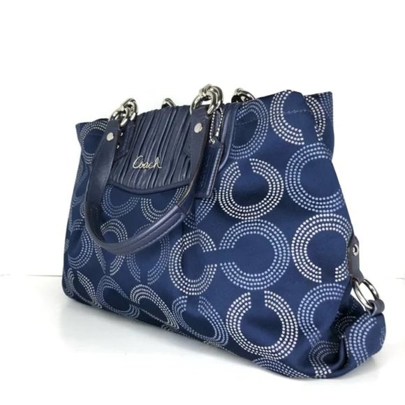 COACH Ashley Dotted Op Signature Satchel Bag F20056 Blue - Picture 10 of 10